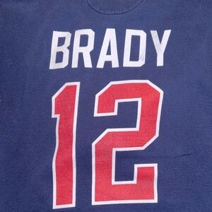 Vintage Tom Brady 12 New England Patriots Hoodie Navy NFL Sweatshirt